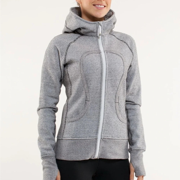 Lululemon Scuba Hoodie *Stripe White Black Mircostripe - Picture 1 of 11